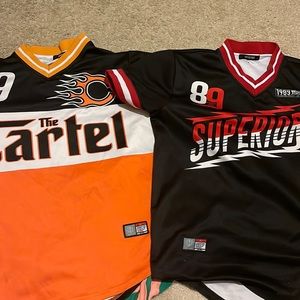 Superior and Cartel Jersey Material Shirts. Size L